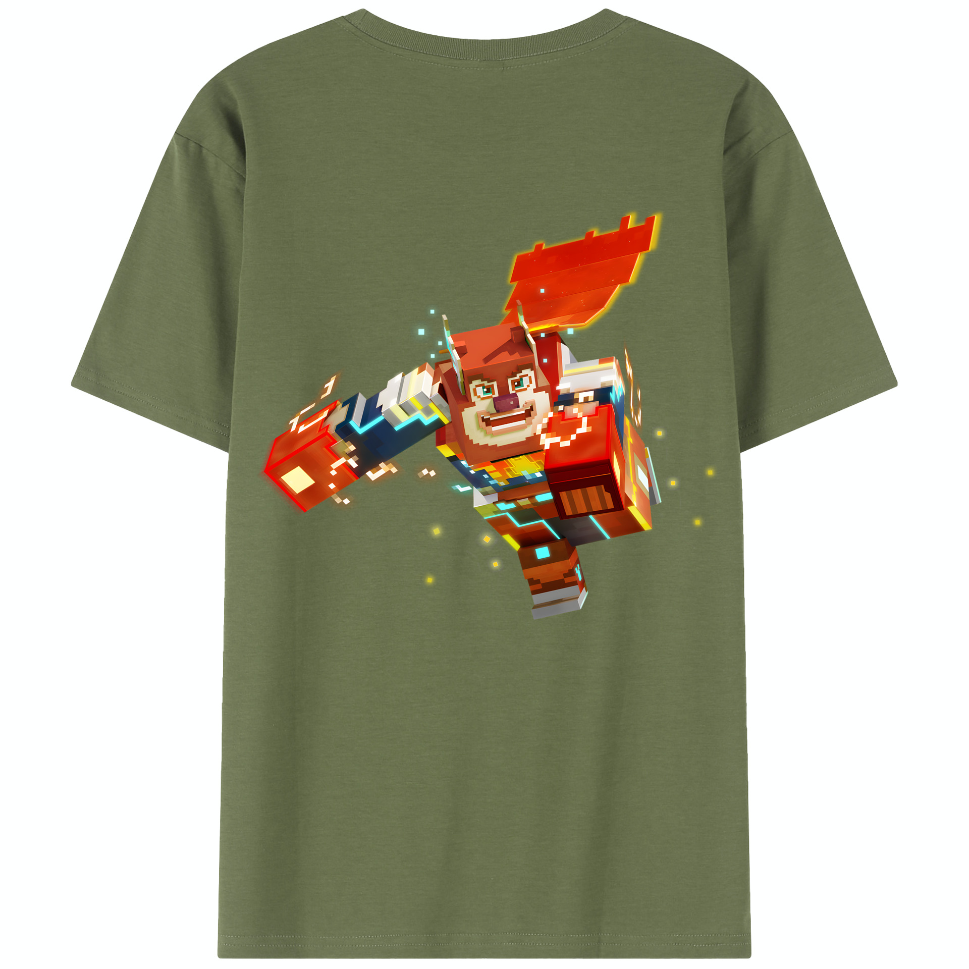 （画像用） マインクラフト ブロックの世界 Minecraft MC Block world 綿100％半袖Tシャツ（背面プリント）